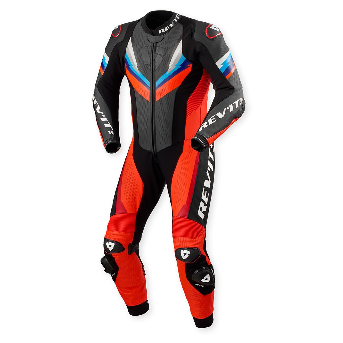 REV'IT! Men's Quantum 3 Race Motorcycle One-Piece Suit (Neon Red/Black - 52)