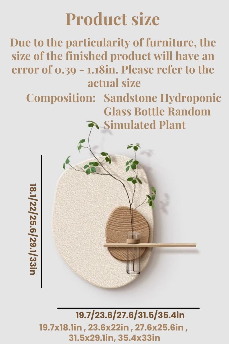 Ghyqwsld 3D Wall Art with Artificial Plants, Hanging Planter Wall Decor with Glass Vase, Greenery Wall Decor for Living Room, Restaurant, and Office, 18.1x19.7in(Brown,19.7x18.1in)