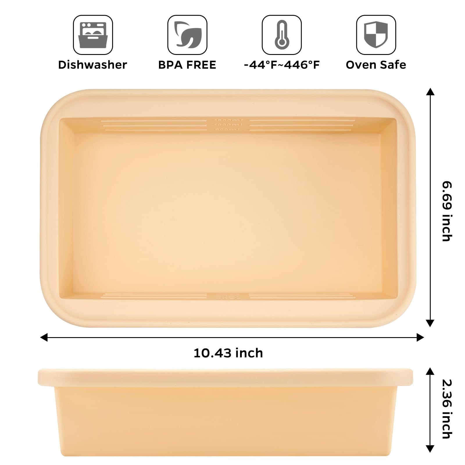 Winrock Super Eiswürfelform für 2 Tassen x 2 Portionen, große Silikon-Gefrierform mit Deckel, für Suppe und Mahlzeiten, Vorbereitung von Speiseresten, Gefrierschrank, 2 Stück
