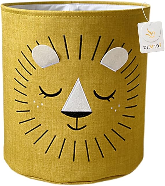 Znvmi Children Laundry Basket Large Fabric Nursery Hamper Foldable Toys Storage Basket Cute Animal Decorative Storage Organizer - Lion