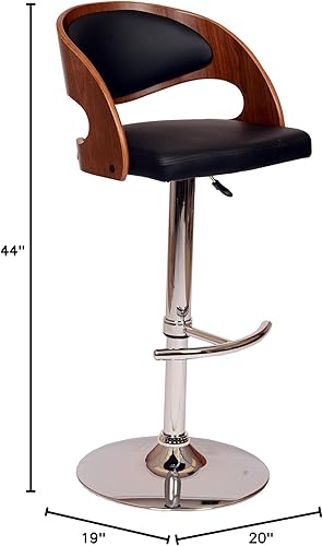 Miniatura 57 de Armen Living Taburete de bar de madera giratorio de mediados de siglo con pedestal moderno con piel sintética para encimera de isla de cocina,