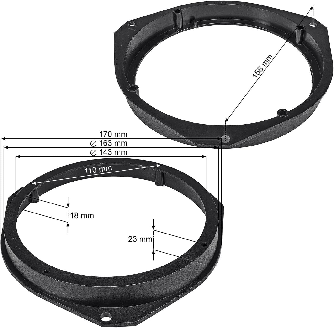 EvoTuning Kit Installazione Coppia Anelli e Cavi Adattatori Casse Altoparlanti 165 mm 16,5cm per Fiat 500L 500X dal 2012, Alfa Romeo Giulietta dal 2010, Giulia dal 2016, Stelvio (Ant o Post)