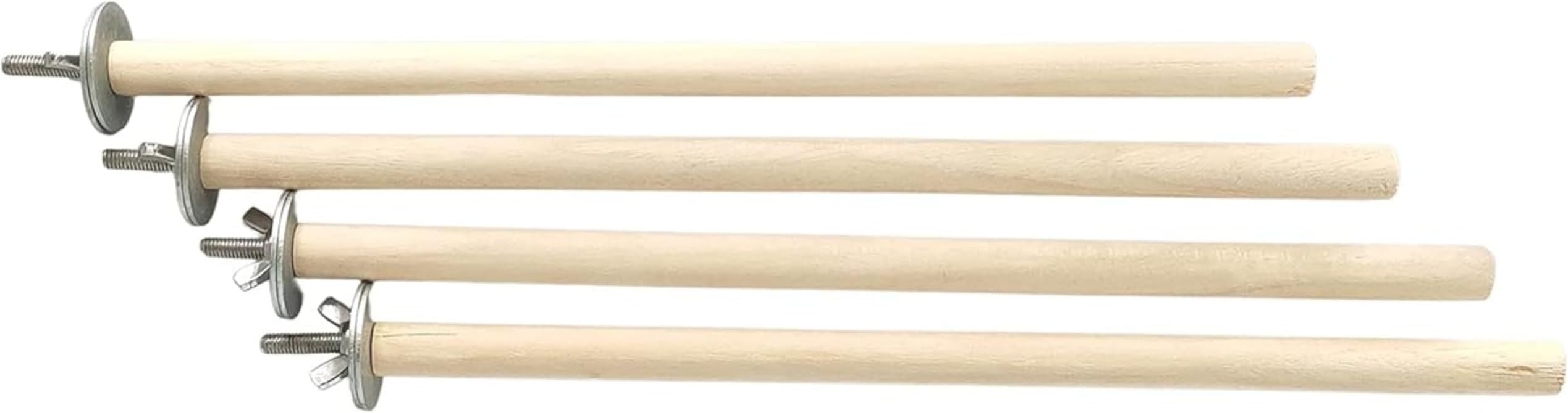 KSK 4 Pcs Wooden Bird Perch for Cage with Bolt & Washer – Natural Wood Perch Set for Budgies, Lovebirds & Small Parrots – Small Size Cage Accessories