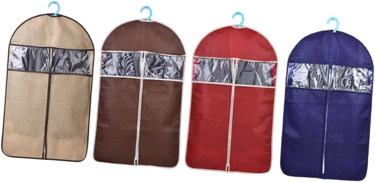 VICASKY High End Embossed Suit Cover Dustproof Garment Organizer Bag with Zipper Closure Medium Dark Red Clothing Protector for Shirts Coats Trousers Storage