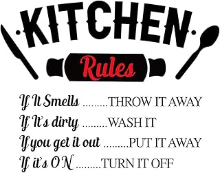 Funny Family Kitchen Rules Vinyl Wall Art Decal Sticker, Family Home Decor Removable Vinyl for Kitchen Dining Room Living Room Blank Wall, Home Decor Decal Sticker (11.8'Ã—23.6')