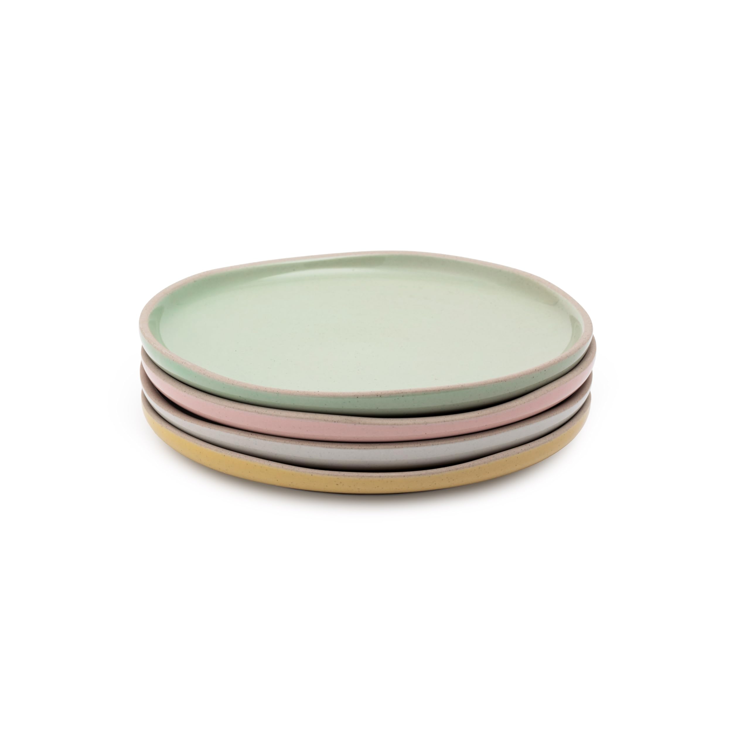Jamie Oliver Big Love Little Plates, Mixed Colours, Set of 4, 19cm Stoneware Side Plates, Perfect for Snacks, Tapas and Appetisers, Dinnerware, Dishwasher, Microwave, Oven Safe, Gift Boxed