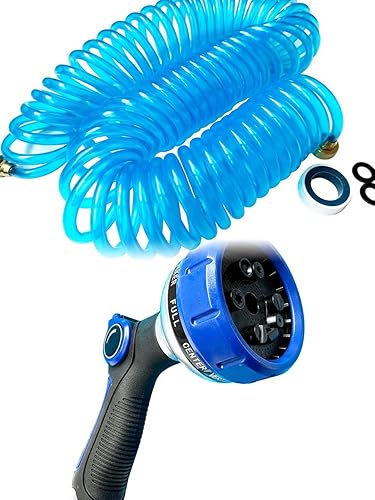 Miniatura 2 de SANFU Manguera de agua de jardín retrocedida de EVA de 38 pulgadas de diámetro interior x 50 pies, pulverizador de boquilla de agua premium, 10
