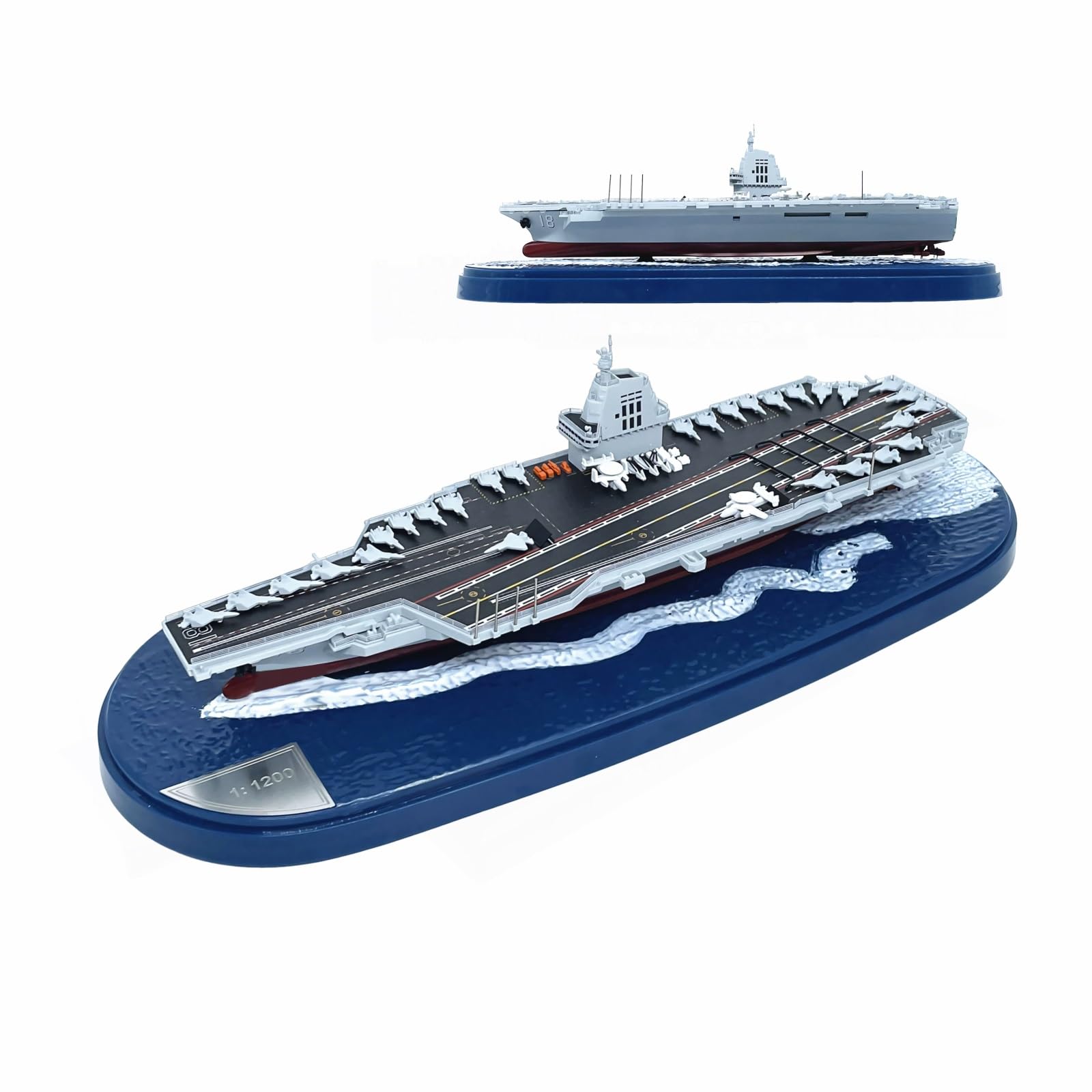 AVMLWEPA 1:1200 Scale Fujian Aircraft Carrier Navy Fleet Replica with Display Stand Ready-to-Display Collectible Model for Adults, Veterans Military Enthusiasts Aircraft Carrier Destroyer Submarine