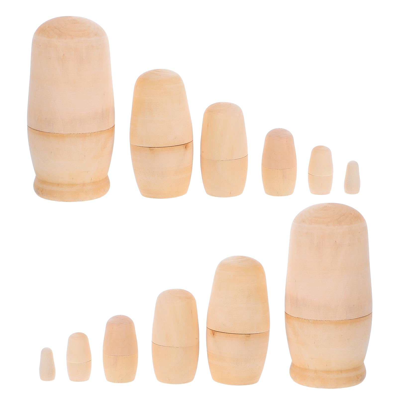 KOMBIUDA 2sets Hand-painted Wooden Nesting Dolls DIY Blank Russian Dolls Unpainted Matryoshka for Boys and Girls Christmas Crafts and Birthday Painting Activities
