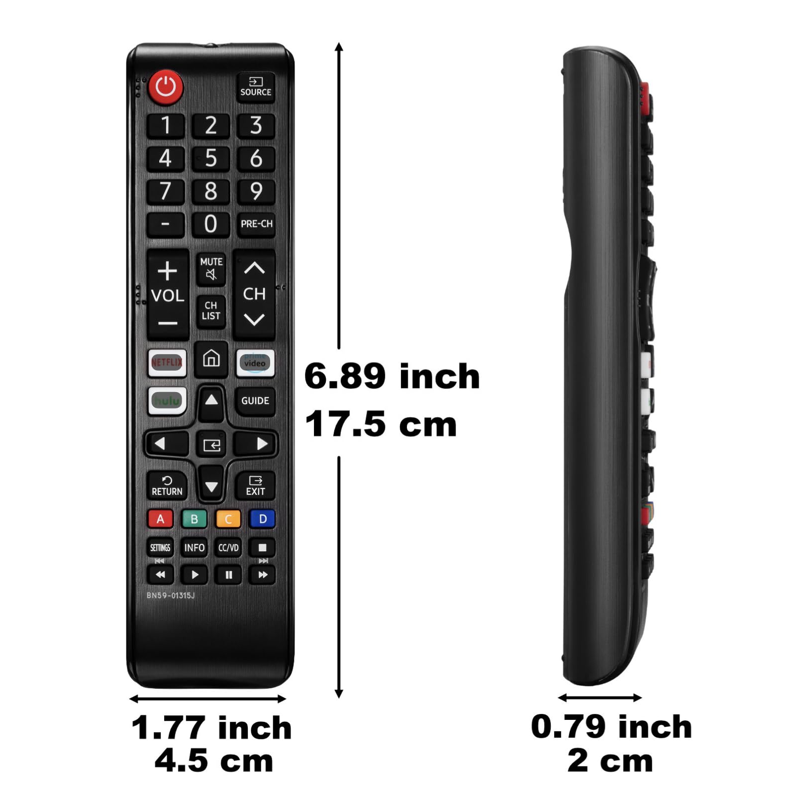 Paquete de 2 controles remotos universales para todos los televisores Samsung BN59-01315A de repuesto para todos los televisores inteligentes Samsung LCD LED, HDTV 3D con botones Hulu Netflix
