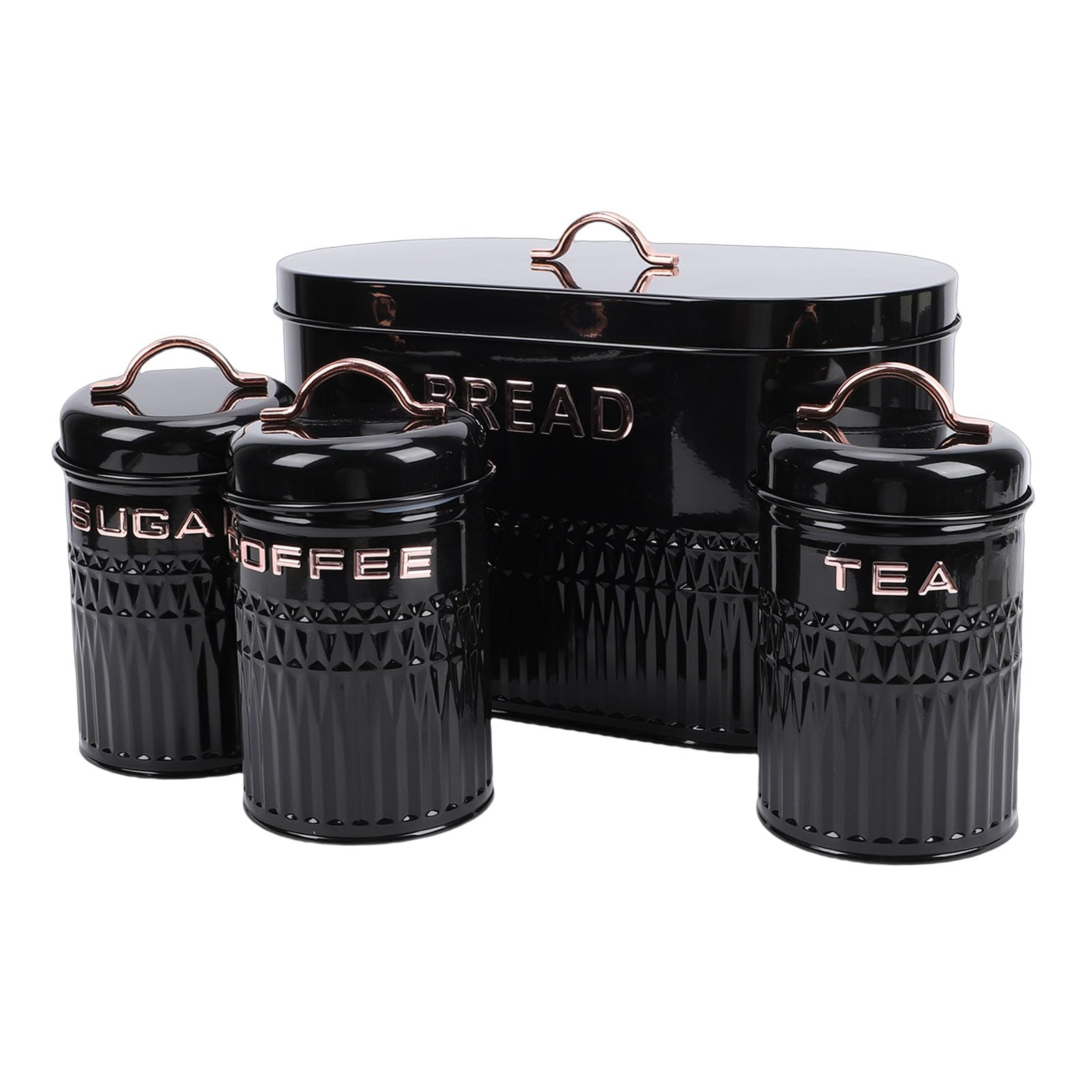 SIXRUN Set Portapane e Contenitori Dal Design Elegante per la Soluzione di Stoccaggio da 4 Pezzi in Ferro per Uso Alimentare da Bancone della (BLACK)