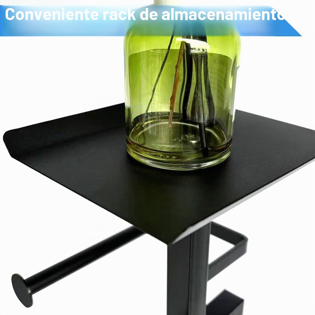 Portarrollos de papel higiénico de acero inoxidable de pie con escobilla de inodoro, soporte para papel higiénico con caja para toallitas húmedas, portarrollos de papel higiénico con escobilla de