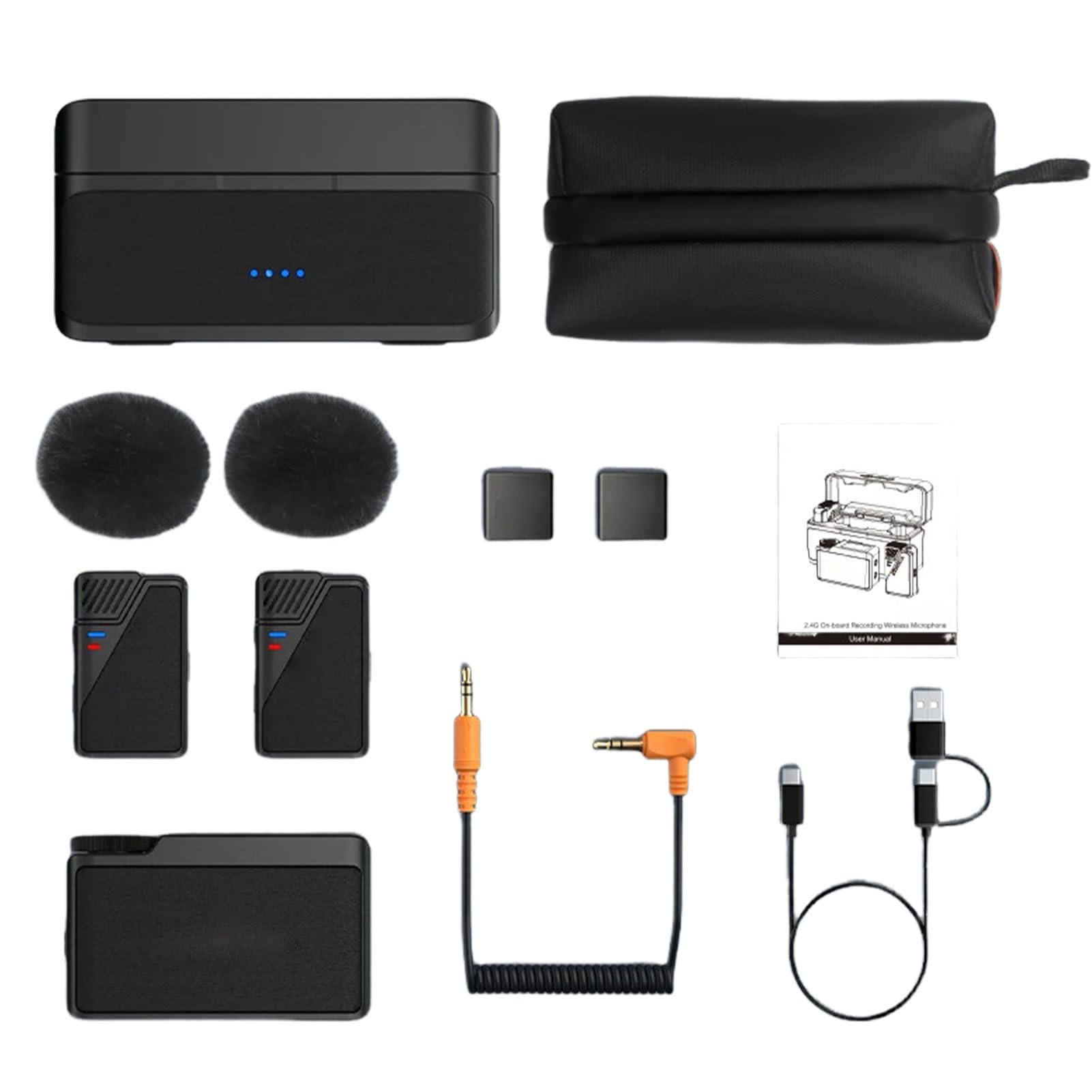 Fabater BooMax Microfono Lavalier Wireless con Cancellazione del Rumore per un Audio Chiaro in Tutte le Situazioni per Podcaster, Educatori, Grigio