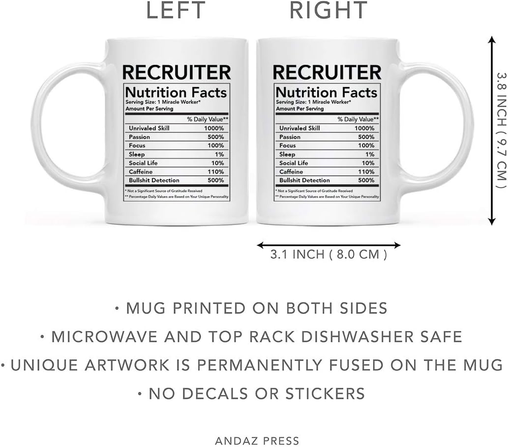 Andaz Press Funny 11oz. Ceramic Coffee Mug Thank You Gift, Recruiter Nutritional Facts, Novelty Gag Birthday Christmas Ideas Coworker Recruiter Mug image 5