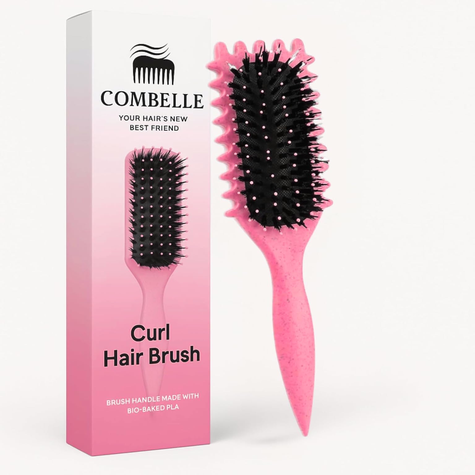 Combelle 5-in-1 Curl Hair Brush, Vegan Boar Bristles, Bio-Baked PLA Handle — Flash AI Score 92/100