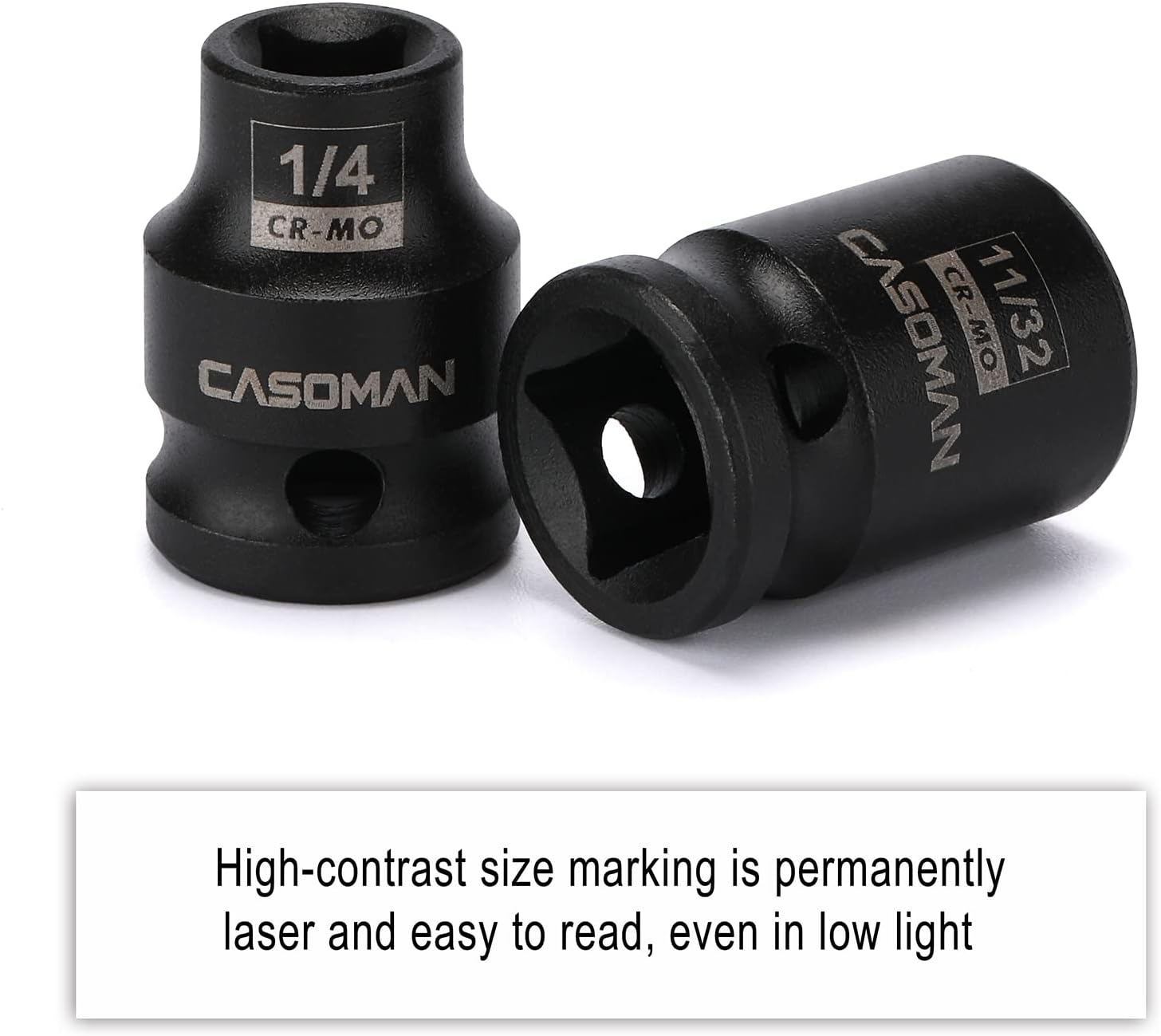 CASOMAN 3/8-inch Drive Pipe Plug Socket Set, SAE, CR-MO, Tapered Male Square Drive, Chamfered Female Square Drive,11 Pieces Set