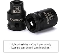 Vista 4 de CASOMAN 3/8-inch Drive Pipe Plug Socekt Set, SAE, CR-MO, unidad cuadrada macho cónica, unidad cuadrada hembra biselada, conjunto de 11 piezas