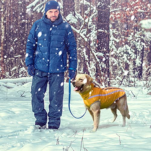 Hund Wintermantel, Hunde Wintermantel Wasserdicht, Mit Fleece gefütterte Hundejacke für kleine, mittelgroße Hunde den Winter und kaltes Wetter Winddichte extraweiche Hundeweste (4XL, gelb)