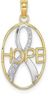 Colar com pingente de fita de conscientização da esperança em ouro amarelo 10 k para conscientização joias finas para mulheres presentes para ela