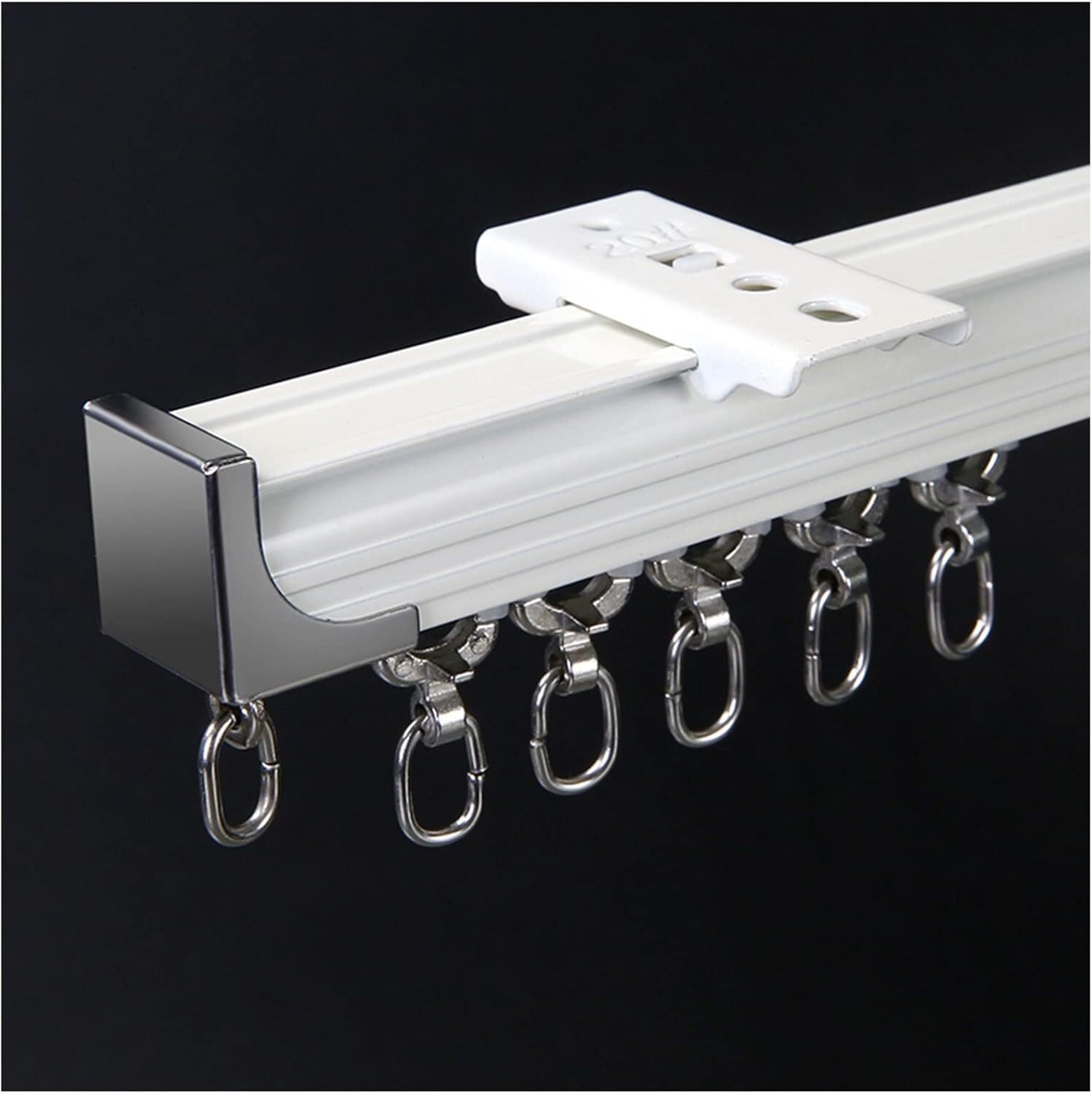 CuKLARYi Aluminum Alloy Curtain Rails, Room Divider Curtain Track, Wall Thickness 2mm, Heavy Duty Curtain Rod, For Ceiling or Wall Mounting(A Ceiling Mounted,200cm(6.6ft))