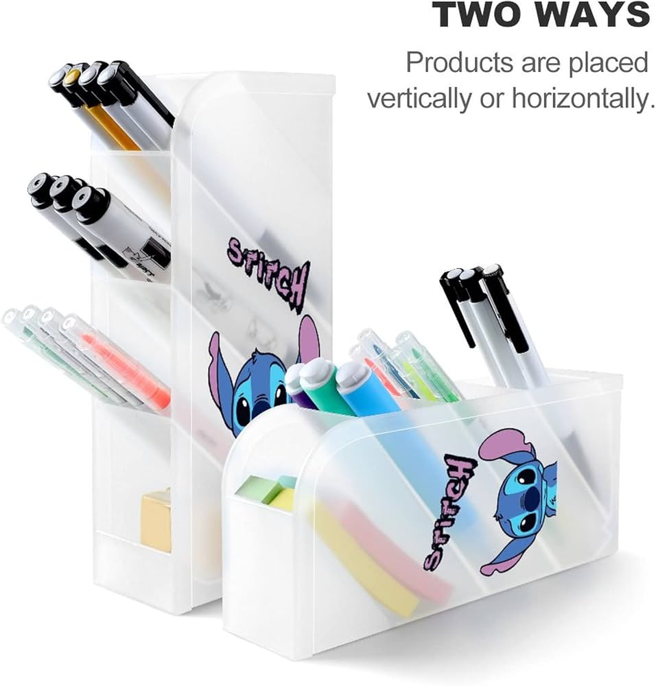 Amazon.co.jp: ペン立て スティッチ ペンホルダー 斜め 化粧ブラシ