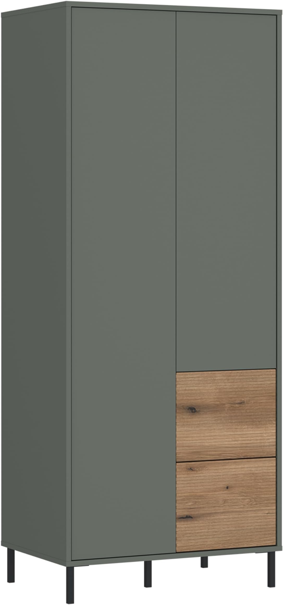 Furniture To GoDarwin, Green & Oak, Wardrobe 2 Door 2 Drawer