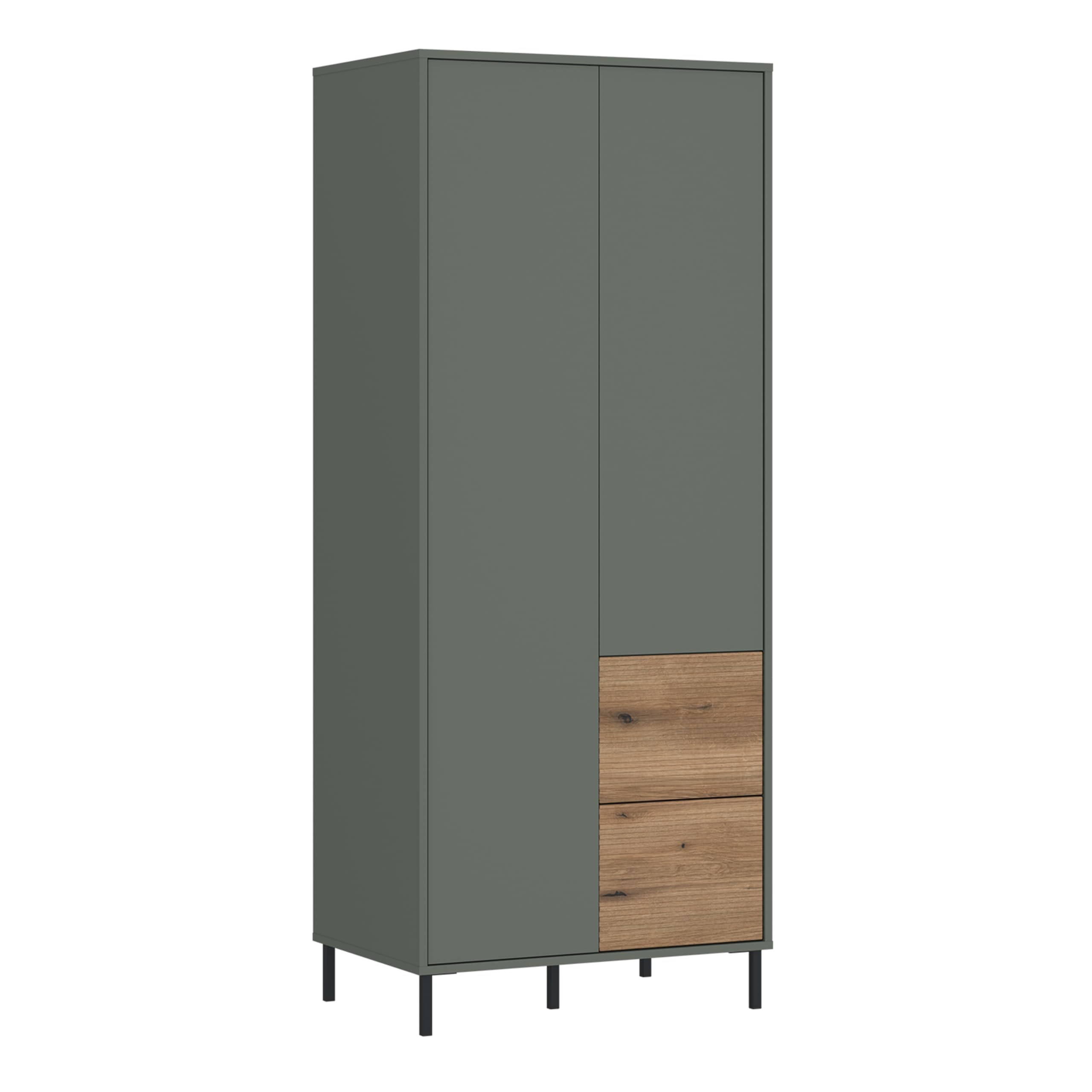 Furniture To Go | Darwin, Green & Oak, Wardrobe 2 Door 2 Drawer