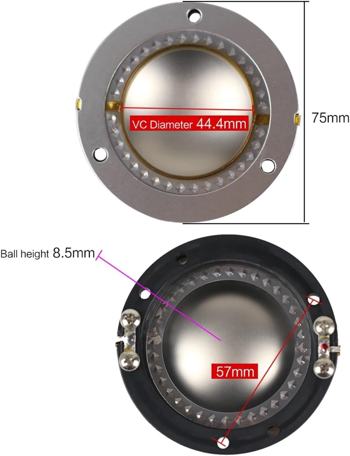 Flat Wires Titanium Film 44.4MM Coil Horn Tweeter Diaphragm 44 Core 8OHM Speaker Repair Accessories Driver 2PCS