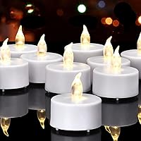 Vista 23 de Velas de té sin llama, paquete de 24 velas LED, realistas y brillantes, parpadeantes, de larga duración, 200 horas para festividades, fiestas