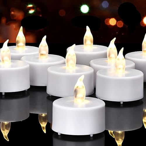 Miniatura 7 de Velas de té sin llama, paquete de 50 velas LED, realistas y brillantes, parpadeantes, de larga duración, 200 horas para festividades, fiestas,