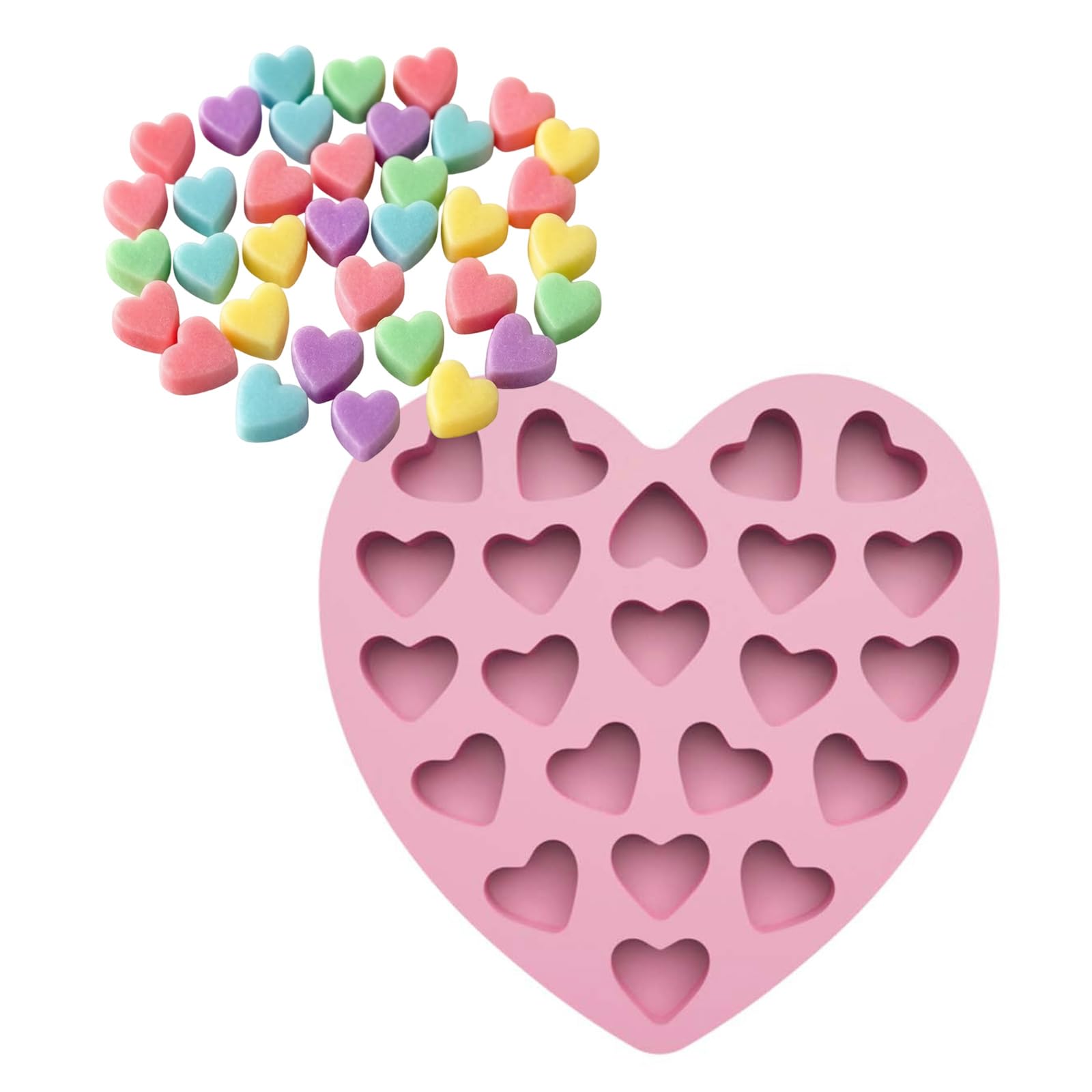CUNZJIA 22 Cavity Small Heart Silicone Mould for Chocolate Candy Baking Craft Making