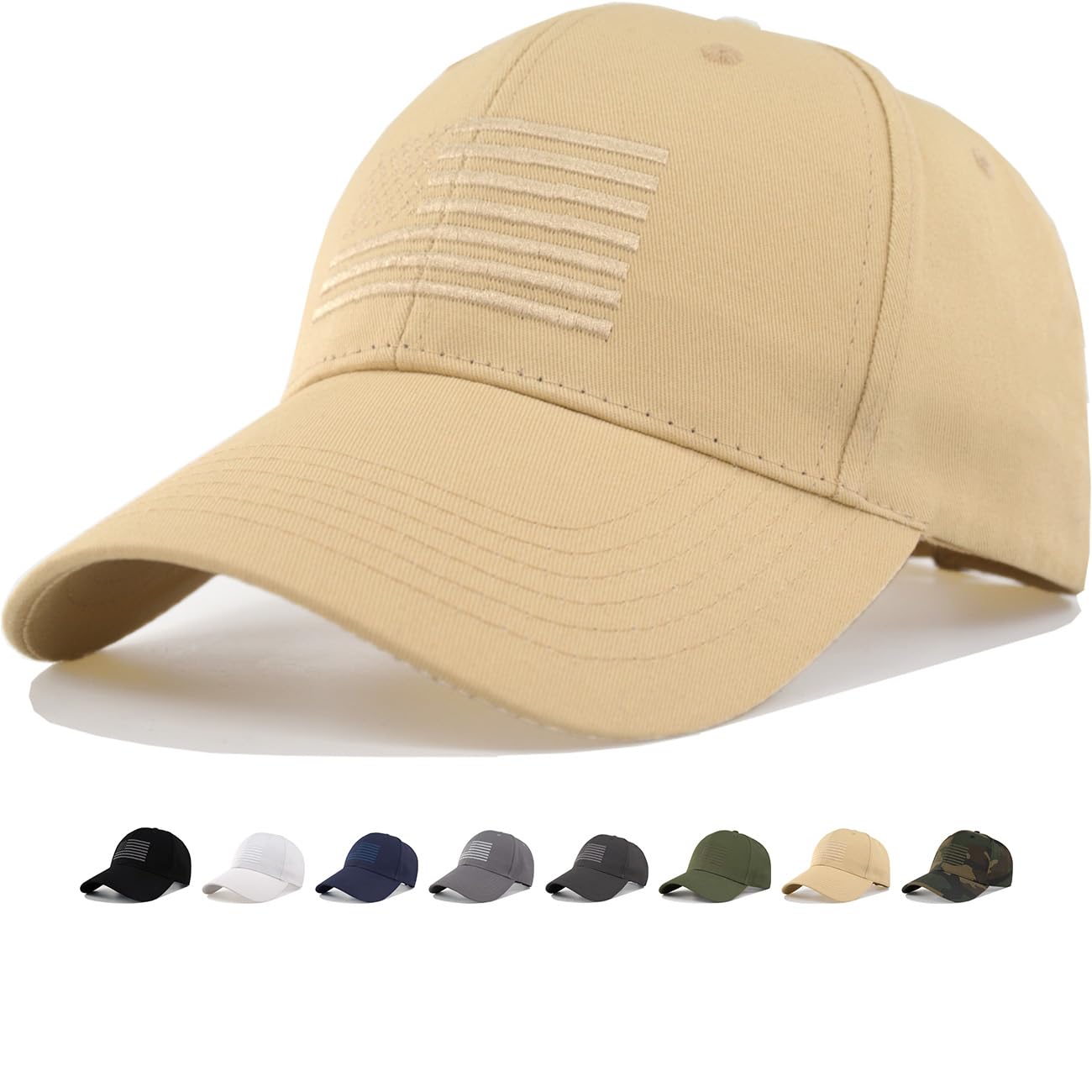 CYGTE American Flag Baseball Hat - XL XXL 3XL Plus Regular Size Mens Cotton Structured Patriotic Ball Cap
