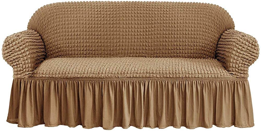 SDYdsgE sofa cover， Universal Sofa Slipcovers Grey Polyester Spandex Fabric Couch Extra Large 4 Seater/Sofa Protector(Khaki)