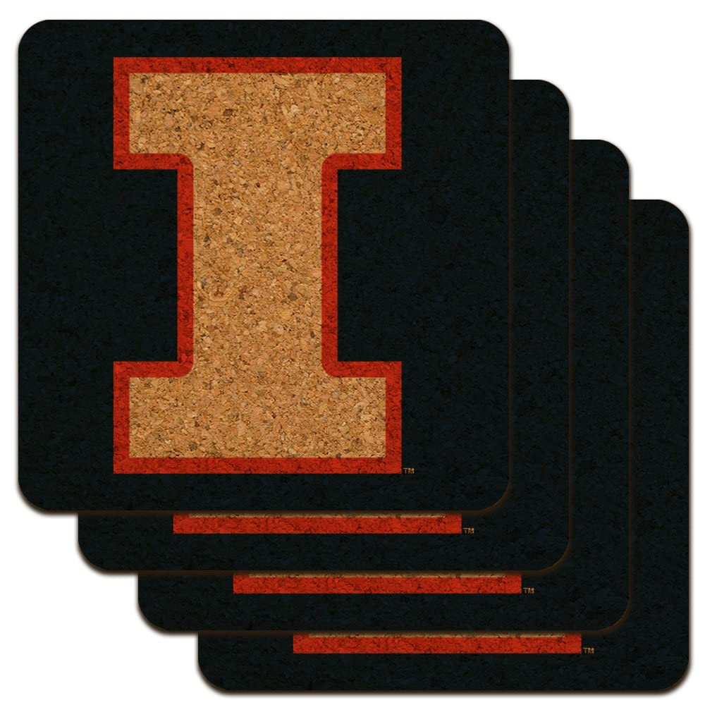 University of Illinois Fighting Illini Logo Low Profile Novelty Cork Coaster Set