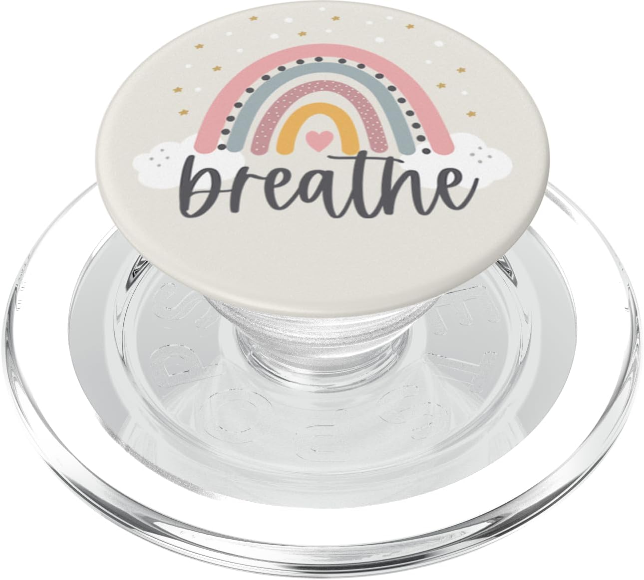 Breathe - Cute Rainbow Positive Quotes Inspirational Saying PopSockets MagSafe PopGrip for iPhone