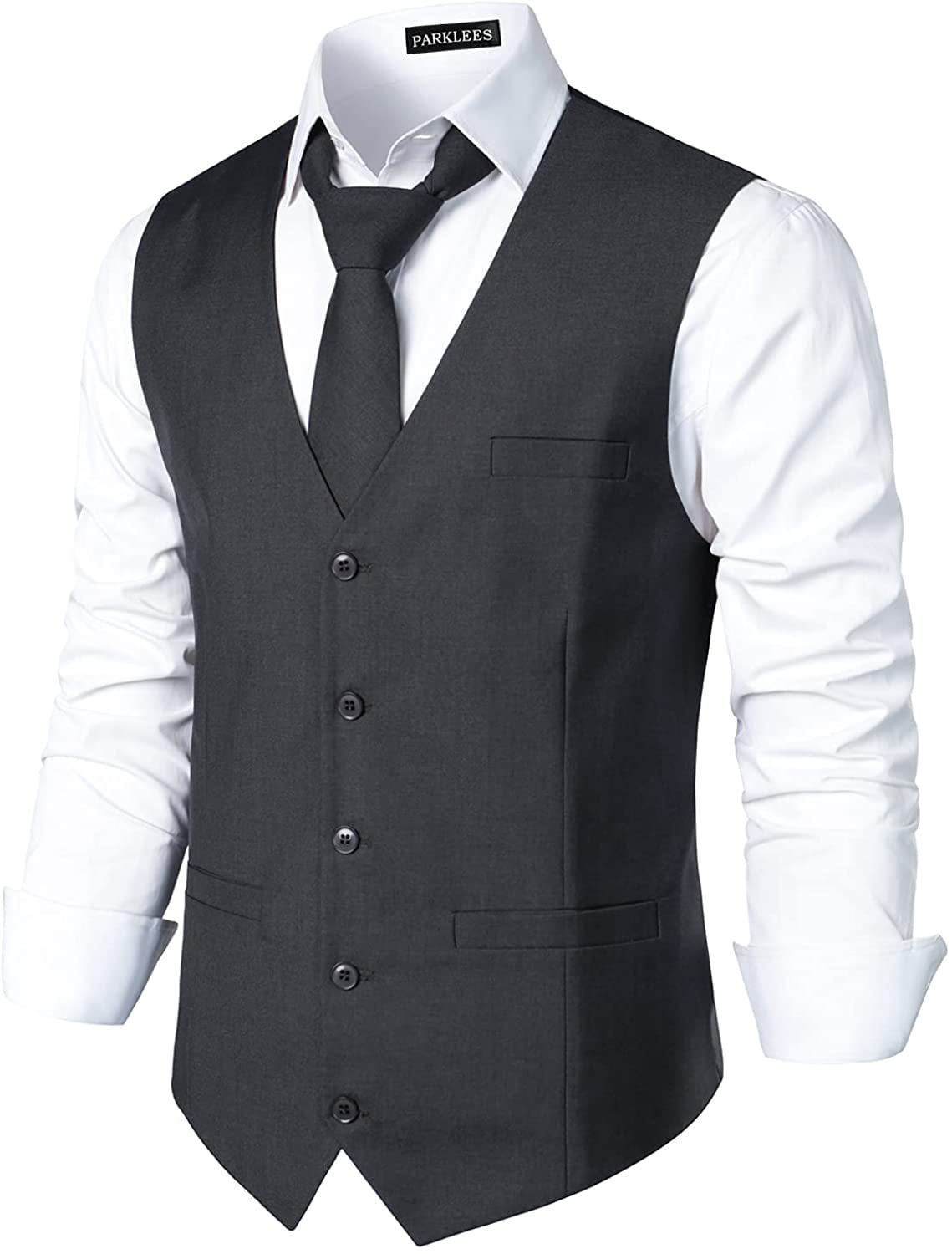 PARKLEES Herren Hipster Urban Design Business formelle Weste Slim Fit Anzug Smoking Kleid Weste