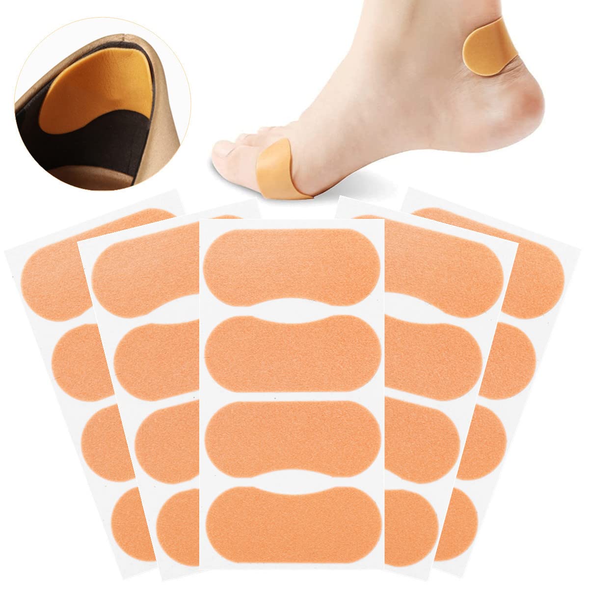 40 Pcs Moleskin for Feet, Blister Plasters Bandages Invisible Waterproof Adhesive Foam Blister Prevention Patches for Heel Foot Toe Chafing Blister Prevention