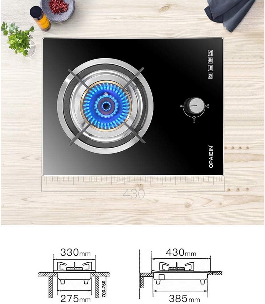 Burner Gas Cooker Built In 4 2Kw Black Tempered Glass Gas Cooktop Cast Iron Three Ring Burner(Lng)