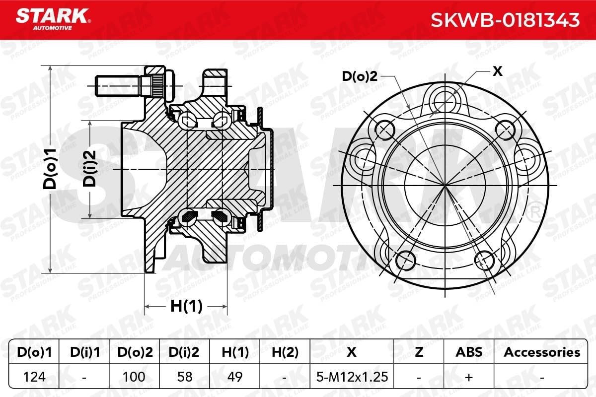Łożysko Koła STARK SKWB-0181343 Przód Kompatybilny z TOYOTA GT 86 coupe ZN6, SUBARU BRZ Coupe