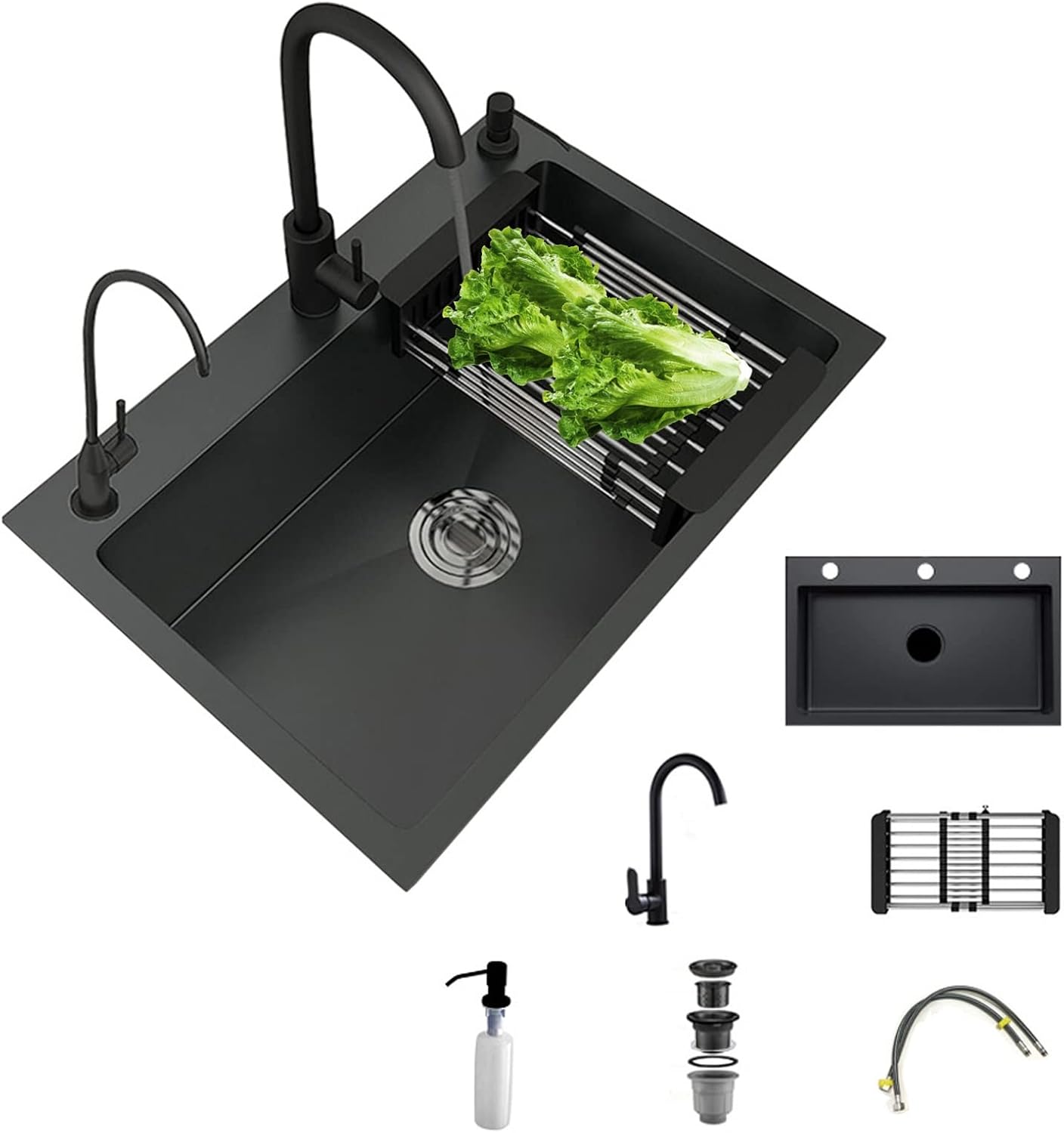 Amazon Black Kitchen Sink Stainless Steel Topmount Bar Sink Single