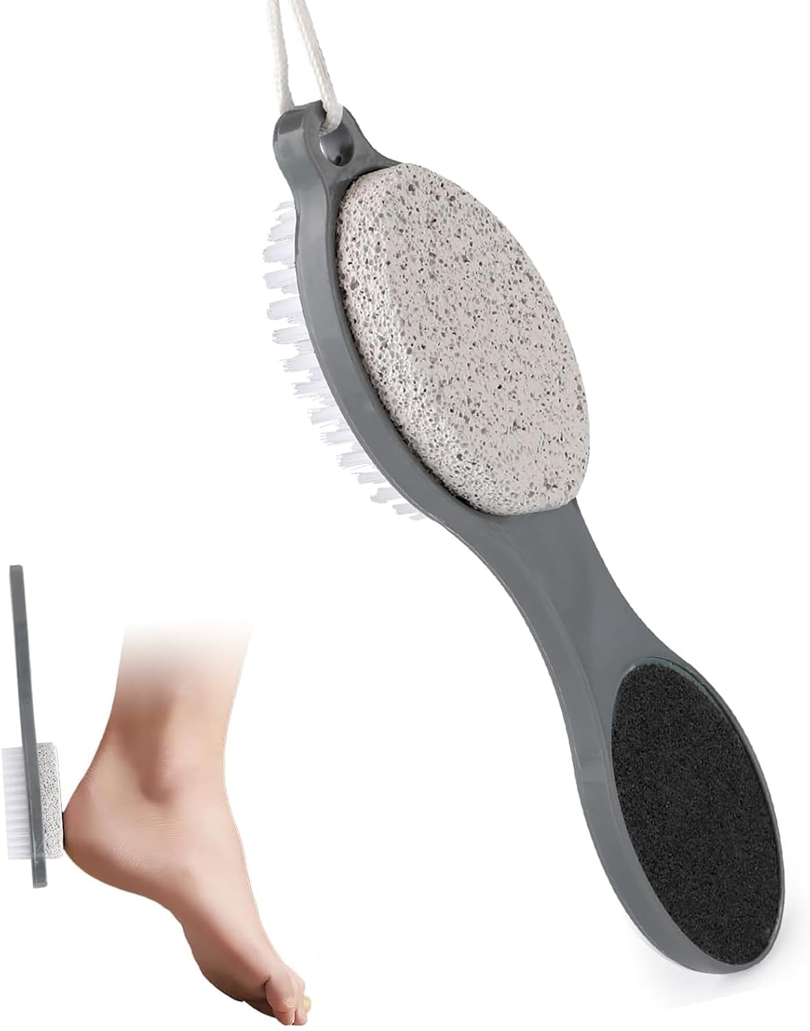 Foot Scrubber Brush for Shower, 4-in-1 Foot File Callus Remover with Foot Scrubber, Pumice Stone, Foot Rasp and Sand Paper,Effectively Removes Dead Skin from Feet,Multi Purpose for Home Foot Care