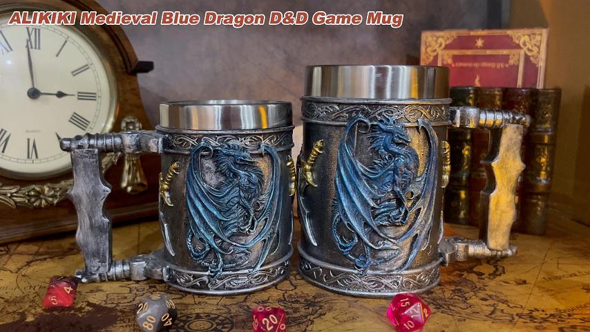 Taza Medieval Dragón Azul D&D Acero Inoxidable 15.8oz miniatura 7