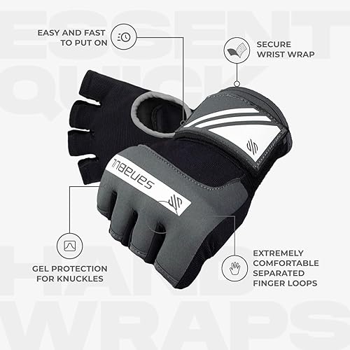 Miniatura 4 de Sanabul Vendas de mano de boxeo de gel para hombres y mujeres Muay Thai MMA Kickboxing Quick Wraps Guantes interiores de boxeo Protección de