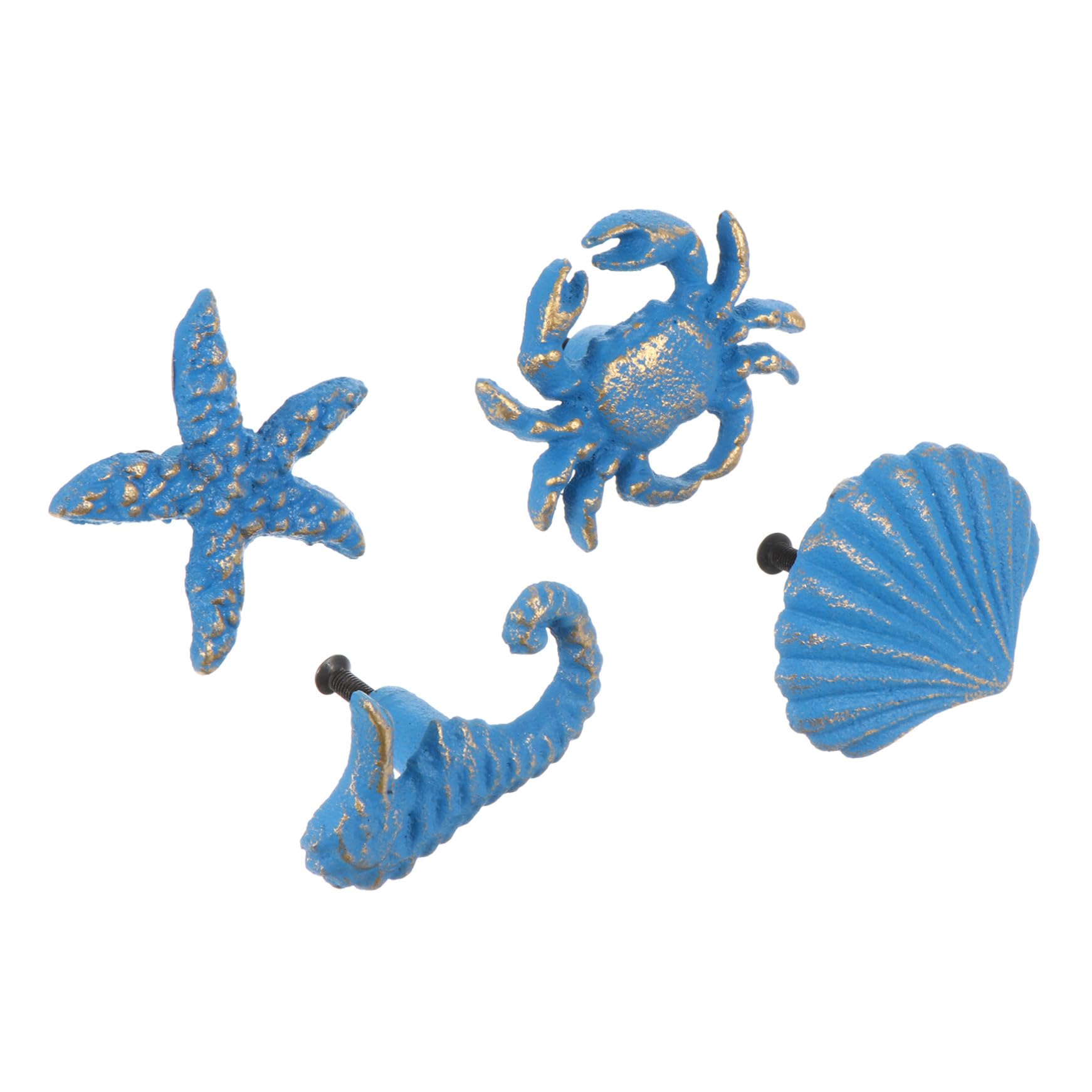 Maniglie per Mobili Stile Marino Retrò, 4 Pezzi in Ferro Blu, Facile da Installare, per Armadi e Credenze, Decorazione la Casa