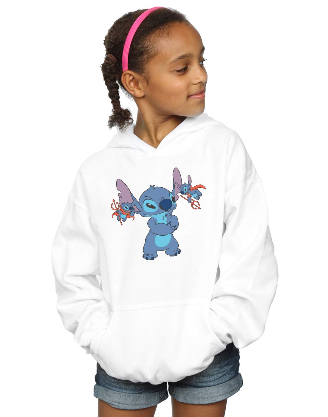 Disney Girls Lilo and Stitch Little Devils Hoodie White 12-13 Years