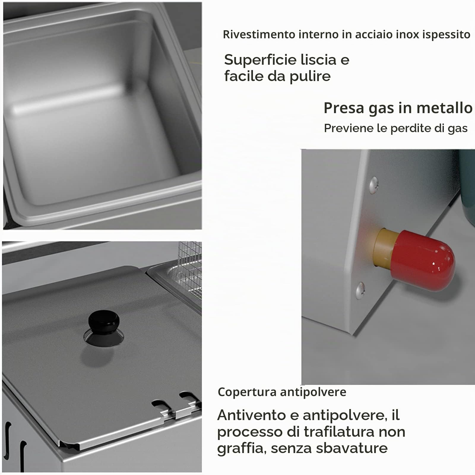 Friggitrice a Gas Grande capacità 11/22 L, Friggitrice GPL in Acciaio Inox per Uso Domestico e Commerciale, Potenza di Fuoco Regolabile, con Cestelli E Coperchi, per Patatine Ciambelle Pesce, Easy C