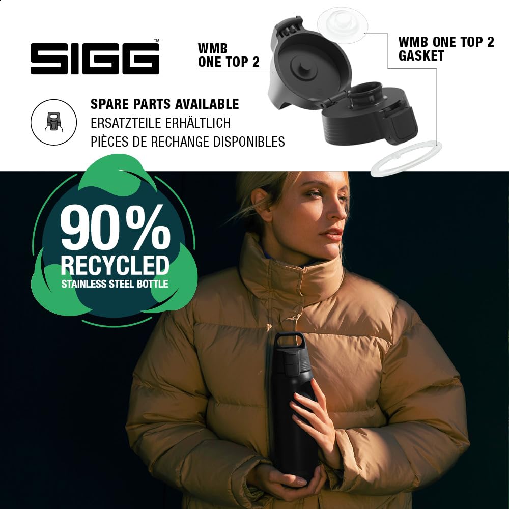 SIGG - Izolowana butelka na napoje – Shield Therm One Black – nadaje się do napojów gazowanych – szczelna – nadaje się do mycia w zmywarce – nie zawiera BPA – 90% stal nierdzewna z recyklingu – czarna