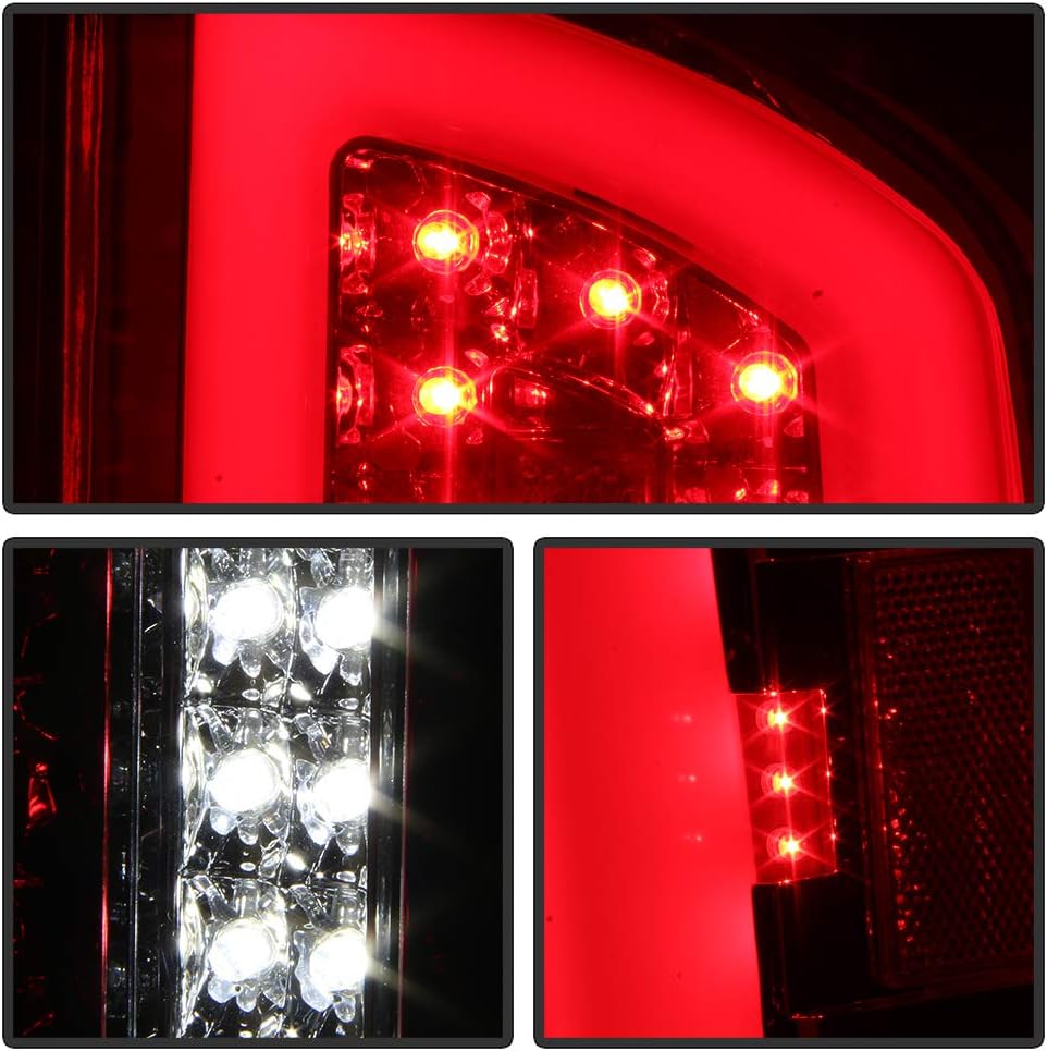 ACANII - For 2007-2008 Dodge Ram 1500 2500 3500 Full LED [Light Tube] Tail Lights Brake Lamps Driver & Passenger Side