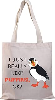 BDPWSS Puffins Gift Puffin Seabird Lover Gift Ornithology Birding Bird Watching Gift I Just Really Like Puffins Tote Bag (Just Like Puffins TG)