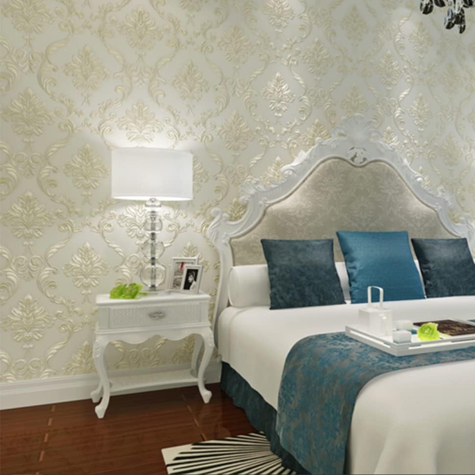 Papel pintado 3D europeo de Damasco cálido para sala de boda dormitorio sala de estar TV fondo no pegado 173 pies de ancho x 328 pies de largo